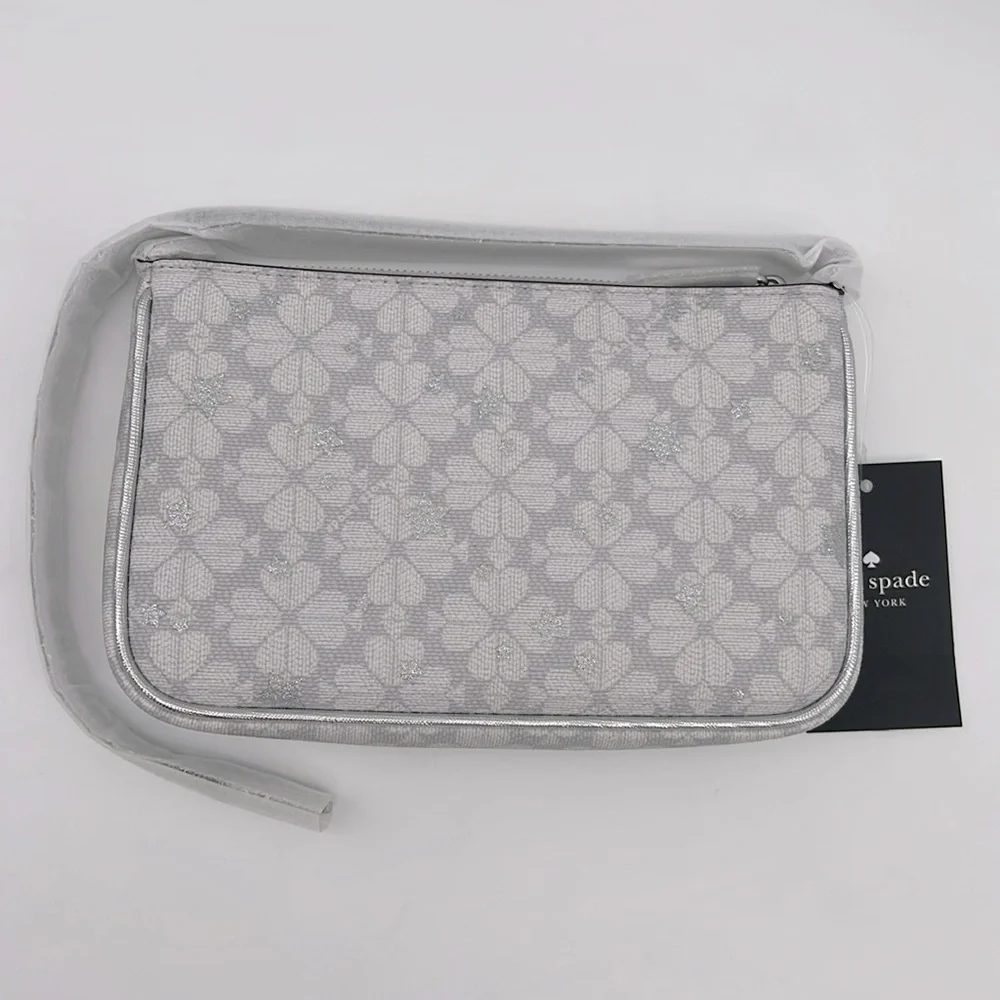 Kate Spade Spade Flower Star Toss Convertible Wristlet Platinum Grey Multi